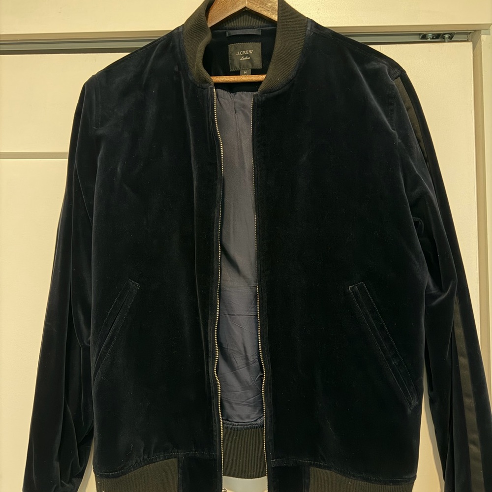 J. Crew Men’s Navy Velvet Bomber Jacket